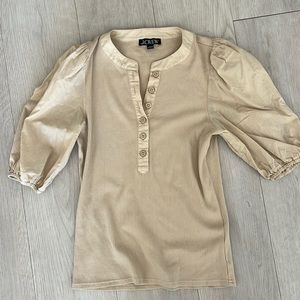 Jcrew Tan shirt with puffy sleeves